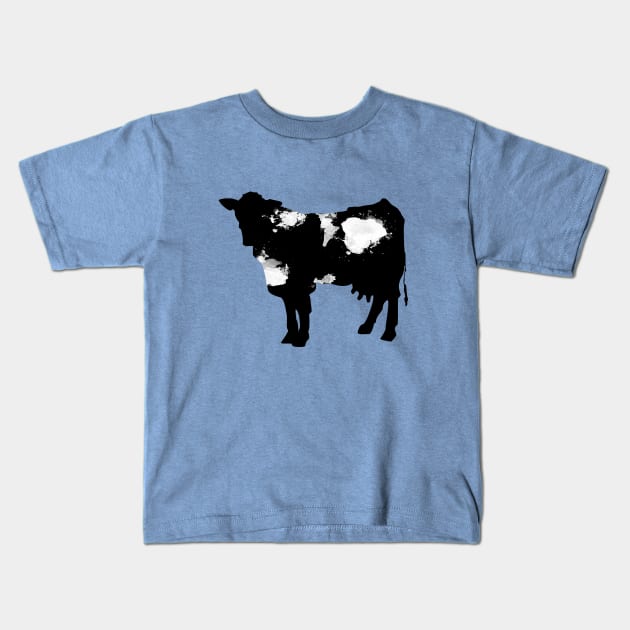 Cow watercolor black and white Kids T-Shirt by xiari